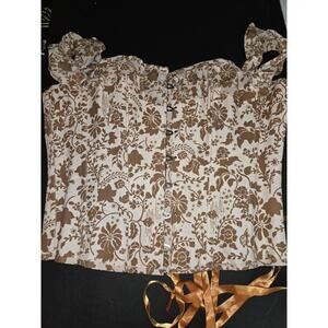 NWT Corset Story Floral Cotton off shoulder Sleeve Corset Top UK 20 plus size